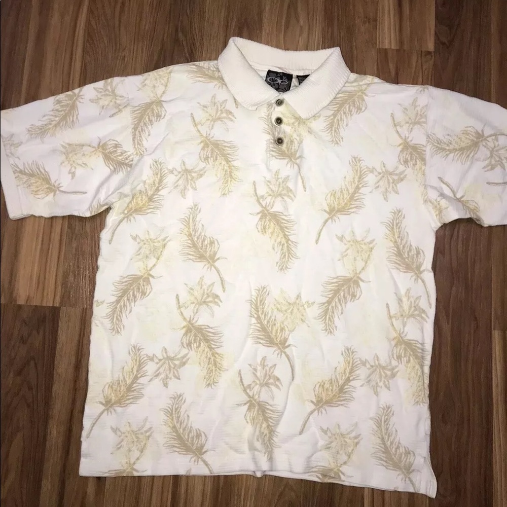 Vtg OP Sport Tropical Polo Shirt Ocean Pacific Lg